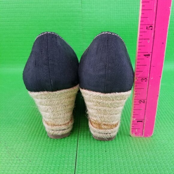 ✅Naturalizer BASHFUL Black Fabric Espadrille Peep Toe Wedge Shoes Women’s Sz 7M - Picture 7 of 16